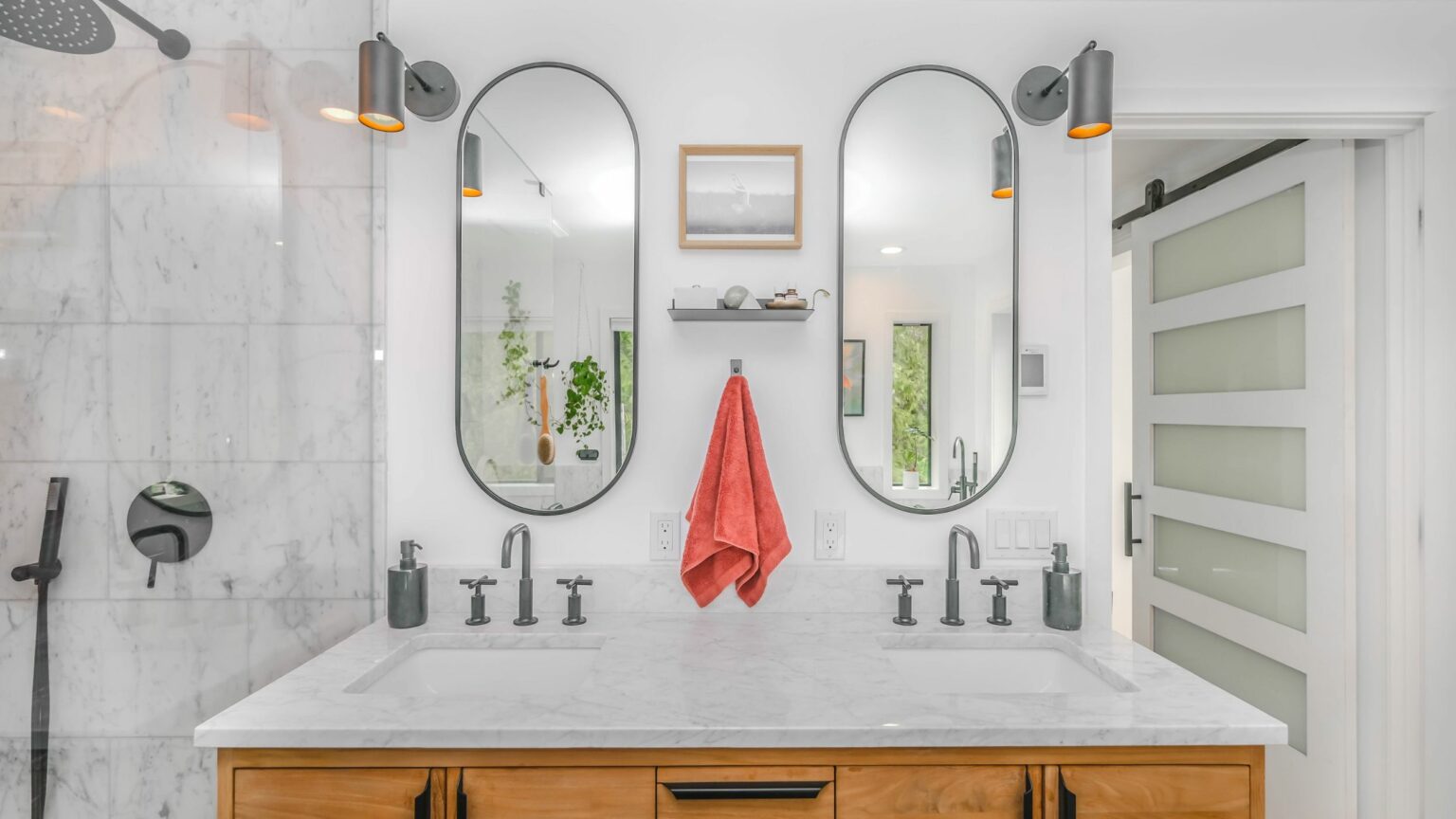 bathroom-remodel modern dual sink remodel