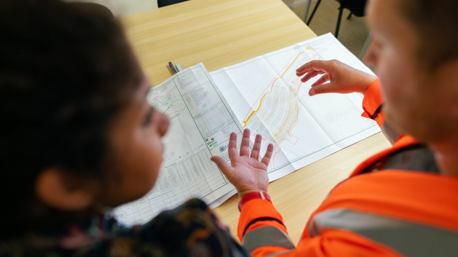 site-plans client and surveyor reviewing survey